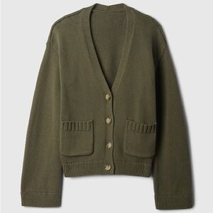 Gap Pocket Cardigan Sweater Olive Green